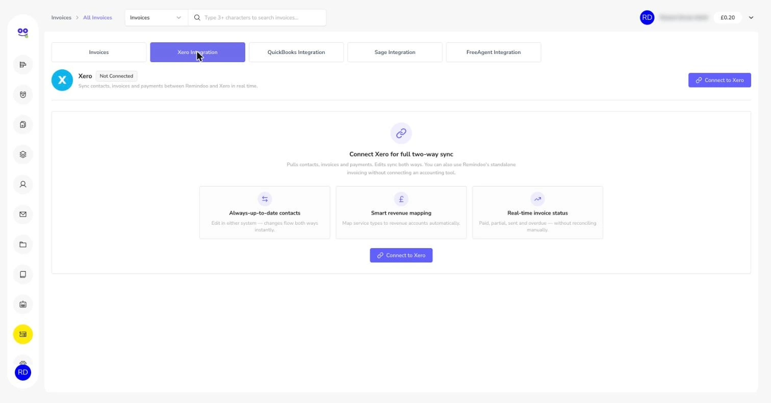 Xero integration for accounting firm invoicing