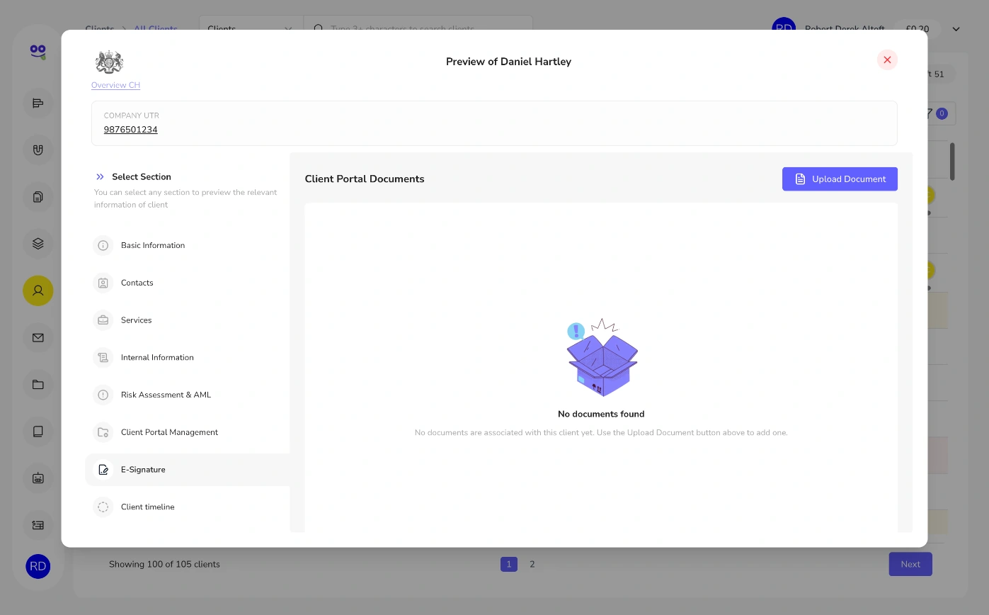 Client portal e-signature documents