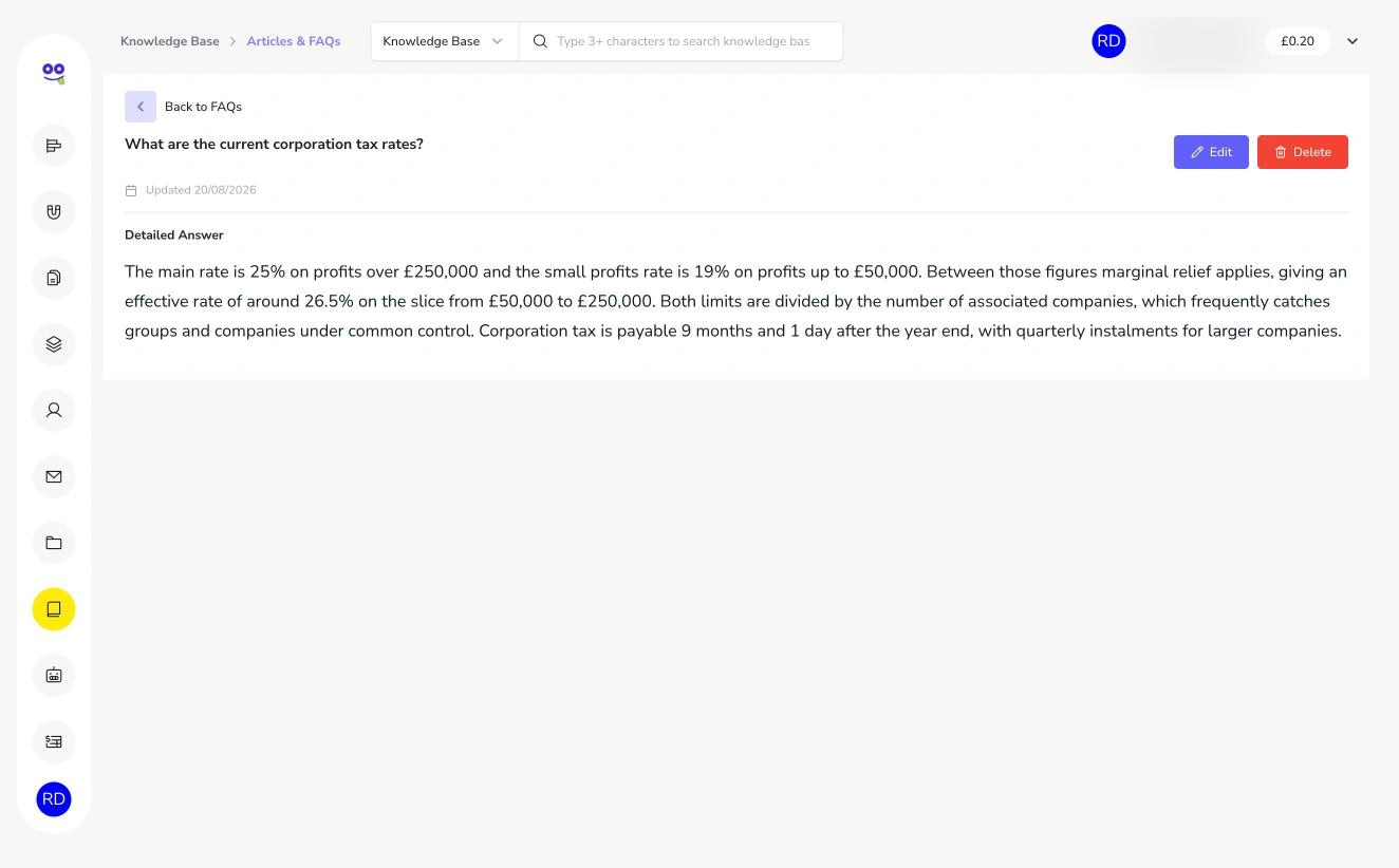 Detailed answer for current corporation tax rates