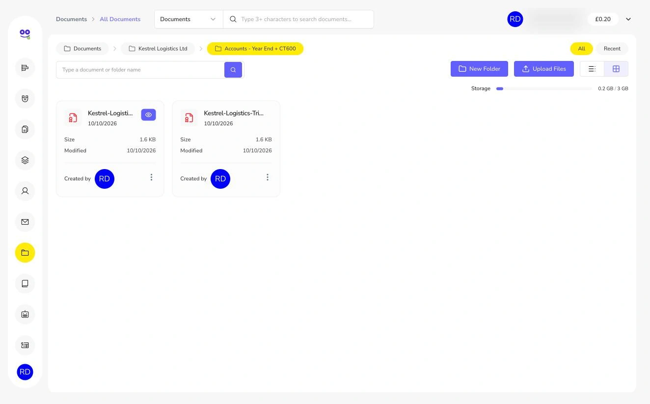 Grid view of documents with visibility icon