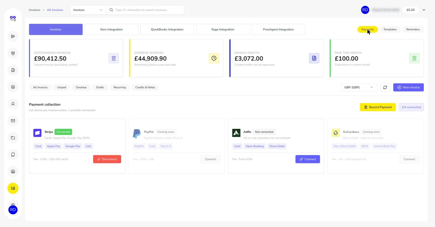 Payment providers for accounting firm invoices
