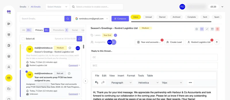 Reply box with AI suggested reply